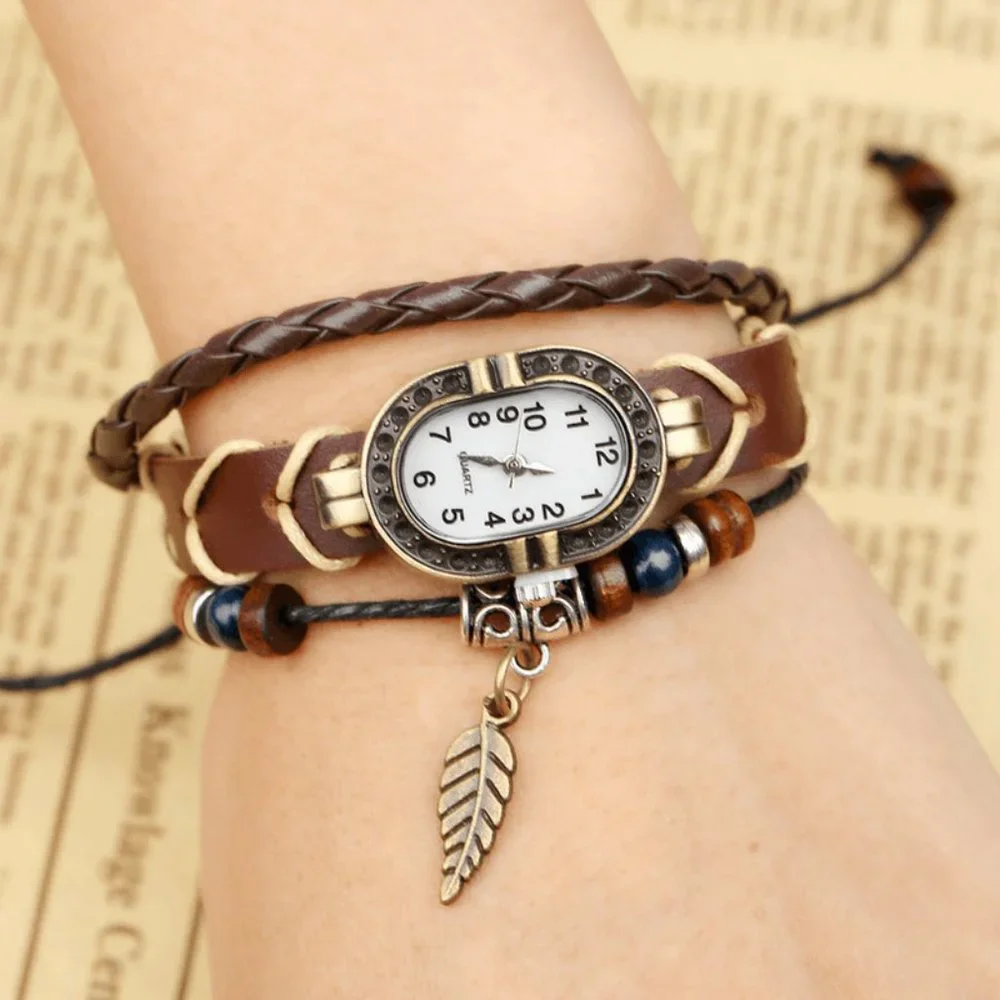 ✨✨BRAND NEW Preppy Leather Watch Women's Fashion Accessory - Picture 1 of 6